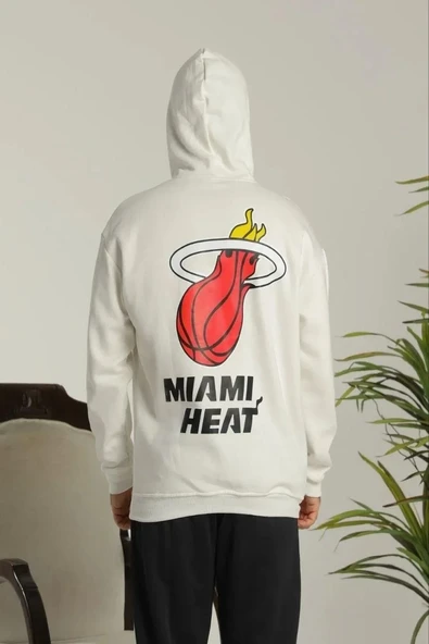 Erkek Oversize Üç İplik Kapüşonlu Sweatshirt –sırt Ve Ön Baskılı, Kanguru Cepli, Rahat Kalıp Maskot Desenli Model - Siyah Beyaz ürün görseli 1