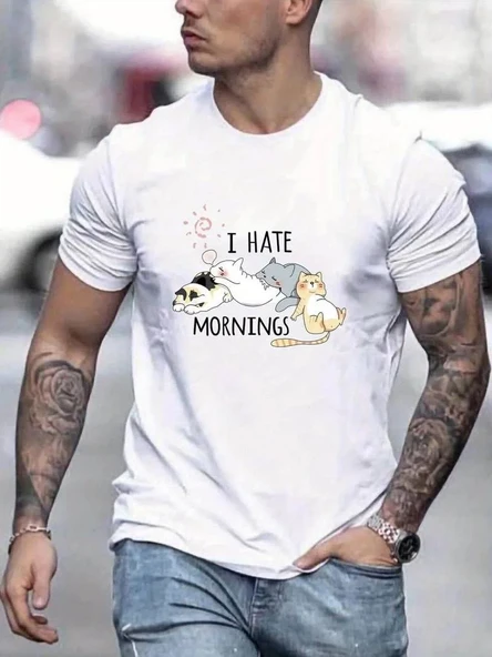 Unisex Baskılı Oversize T-shirt - Beyaz ürün görseli 1