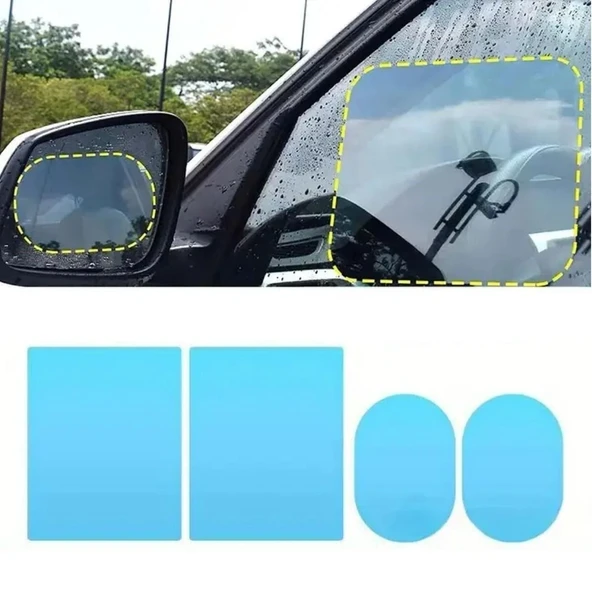 4 Parça Yan Aynalar ve Yan Camlar İçin Araç Ayna Yağmur Kaydırıcı ve Cam Buğu Önleyici Film Seti ürün görseli 1