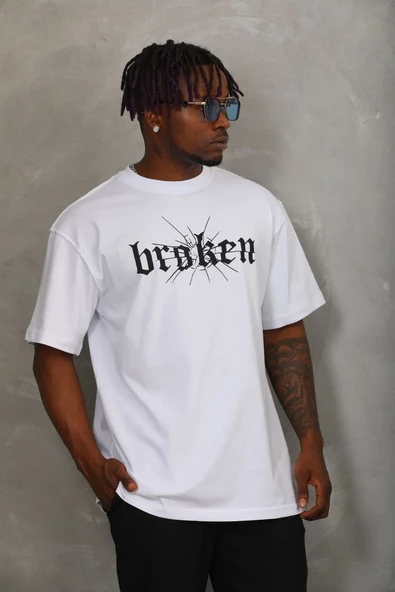Erkek Baskılı T-shirt Kısa Kol Bisiklet Yaka Regular Fit Rahat Kalıp Günlük Tişört - Beyaz ürün görseli 1