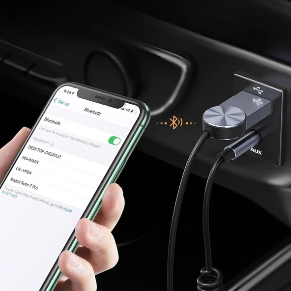 Araba için Bluetooth Aux Alıcısı Wireless Araç Kiti - Resim 4