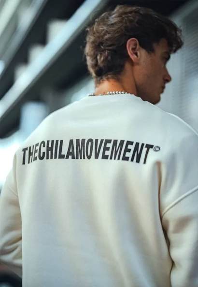 Kışlık Bisiklet Yaka Oversize Baskılı Sweatshirt - Beyaz ürün görseli 1