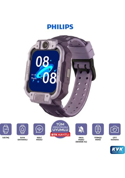 Philips W2215A Akıllı Çocuk Saati Mor (Distribütör Garantili) - Resim 5