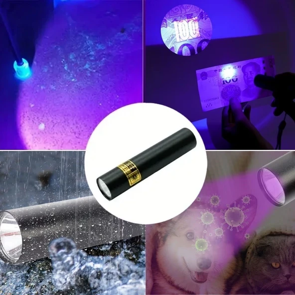 Mini Cep Boy USB İle Şarj Olan Oje Kurutucu Sahte Para Kontol LED UV Mor Işık El Feneri ürün görseli 1