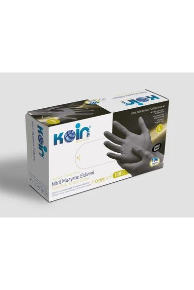 KOİN Ve Lidopack Pudrasız Siyah Nitril Eldiven Küçük (L) - 100 Adet ürün görseli 1