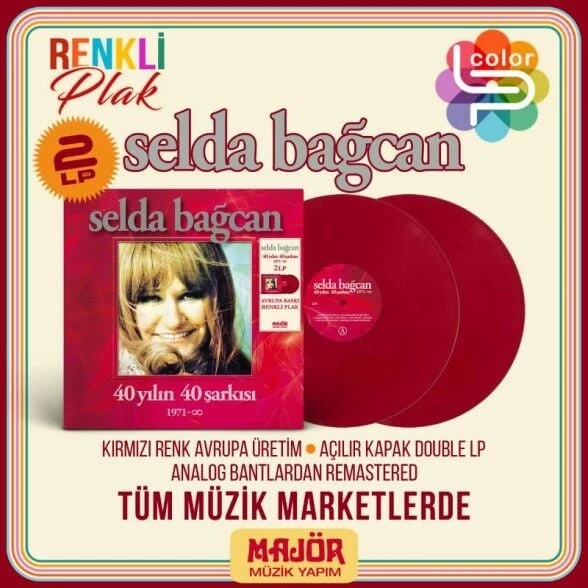 Selda Bağcan 40 Yılın 40 Şarkısı Double LP Kırmızı Renkli Plak ürün görseli 1
