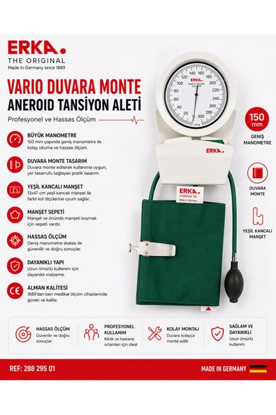 Erka Varıo Duvara Monte Aneroıd Tansiyon Aleti ürün görseli 1