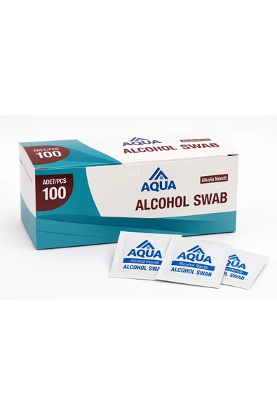Aqua Alkollü Swab Mendil Alcohol Swab %70 Ethyl Alkol İçerikli Steril Hijyen Temizlik ürün görseli 1