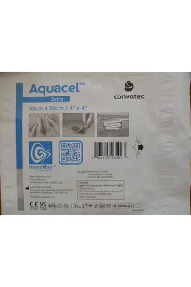 Convatec YARA ÖRTÜSÜ AQUACEL Ag 10x10 Cm Gümüşlü Hidrofiber Yara Örtüsü ( 1 ADET ) ürün görseli 1