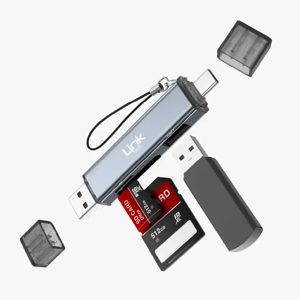 A208 3'ü 1 Arada (USB-A / USB-C, TF ve SD) Kart Okuyucu ürün görseli 1
