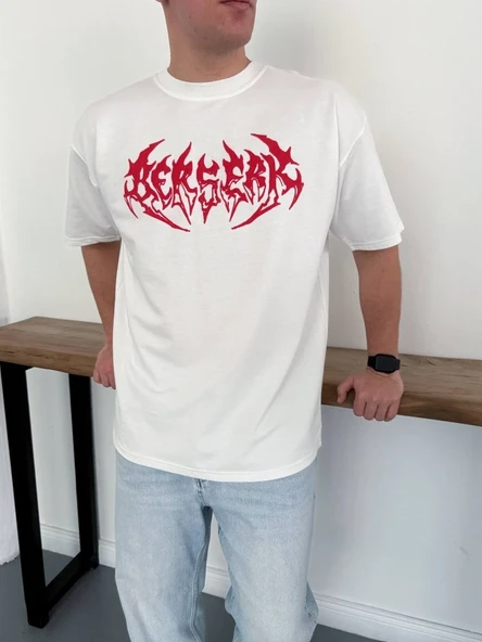 Erkek Kısa Kol Yazlık Tişört Bisiklet Yaka Baskılı Oversize T-shirt - Beyaz ürün görseli 1