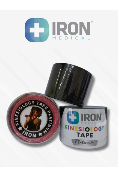 iron medical Kinesiology Tape Platinum Kinesio Sporcu Kas Ağrı Bandı 5cmx5m Siyah ürün görseli 1