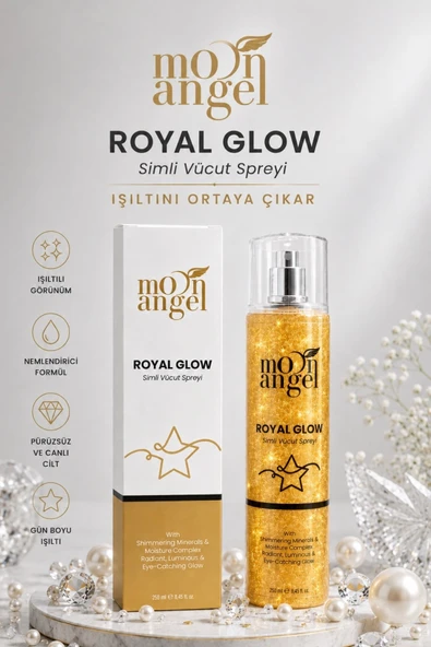Royal Glow Simli Vücut Spreyi 250 ml Nemlendirici Işıltılı Body Mist ürün görseli 1
