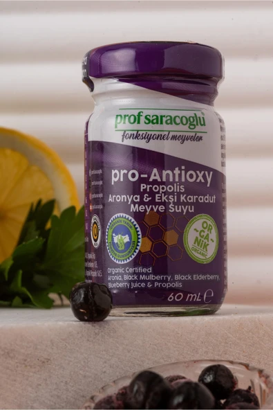 prof saracoğlu Pro Antioxy Organik Propolis & Aronya & Ekşi Karadut Shot (5 X 60 ML) ürün görseli 1