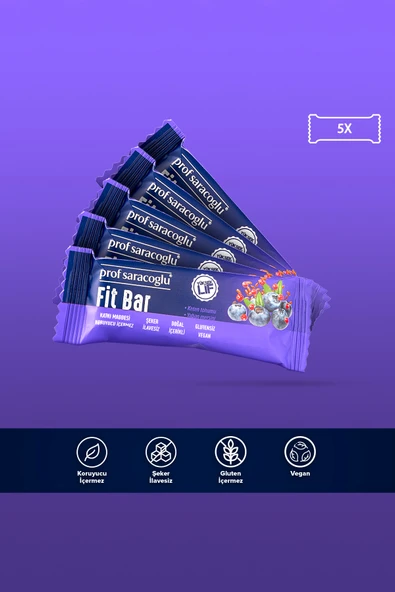 prof saracoğlu Fit Bar Keten Tohumu İçeren Meyveli 5 Adetlik Atıştırmalık Paket ürün görseli 1