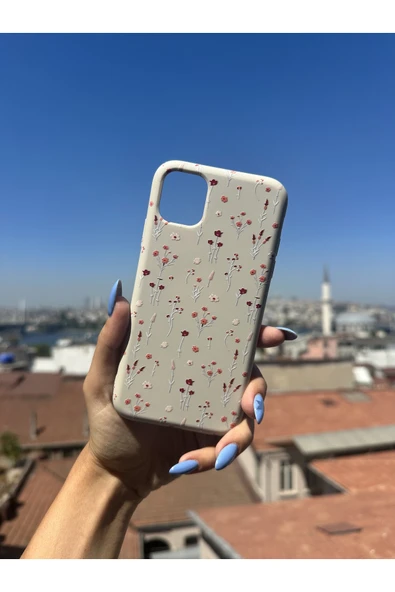 ARTEBA Global iPhone 12 PRO MAX Uyumlu İçi Kadife Baskılı Krem Telefon Kılıfı ürün görseli 1