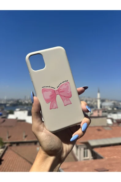 ARTEBA Global iPhone 11 Uyumlu İçi Kadife Baskılı Krem Telefon Kılıfı ürün görseli 1
