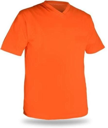 T-shirt V Yaka Kısakol %100 Pamuk Cepli Turuncu ürün görseli 1