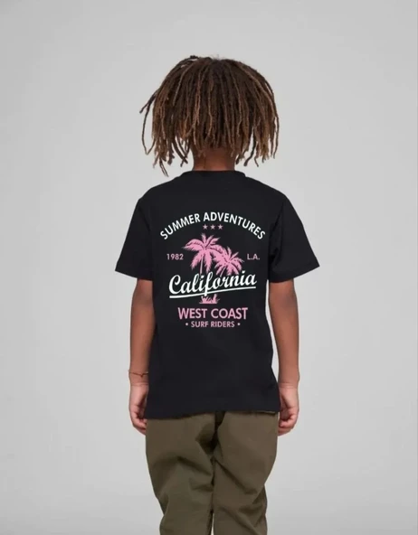 Çocuk Unisex Baskılı T-shirt - Siyah - Resim 4