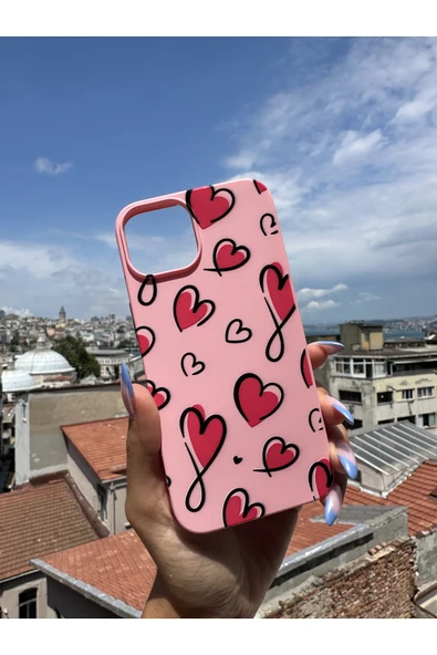 ARTEBA Global iPhone 11 Uyumlu İçi Kadife Baskılı Pembe Telefon Kılıfı ürün görseli 1