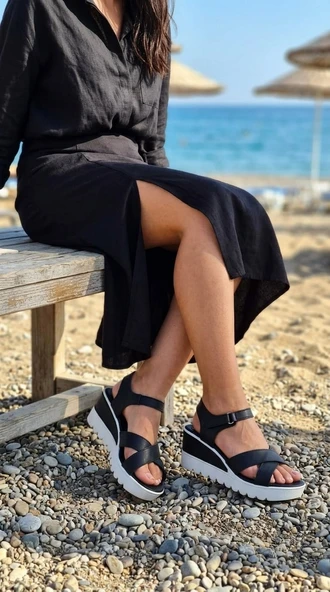 Cem Pekşen Polris Siyah Yüksek Topuklu Comfort Sandalet ürün görseli 1