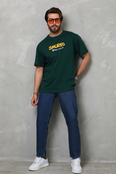 Unisex Basic Bisiklet Yaka Oversize T-shirt - Yeşil ürün görseli 1