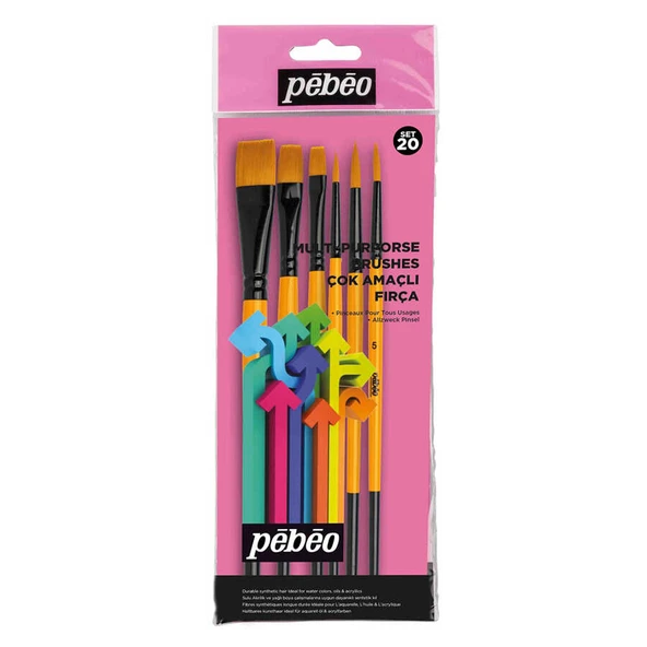 PEBEO 6 lı FIRÇA SETİ 1DÜZKESİK-3/4+3 AD YVRLK NO:3,5,8+2 AD DÜZ KESİK 8,12 ürün görseli 1