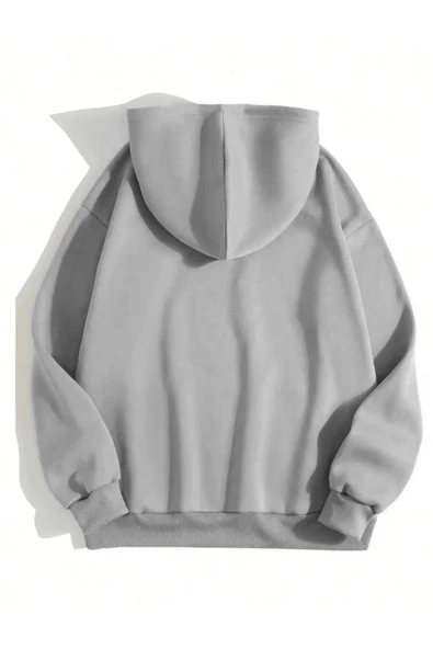 Erkek Düz Kapüşonlu Sweat - Boyalı Gri ürün görseli 1
