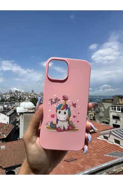 ARTEBA Global iPhone 14 Uyumlu İçi Kadife Baskılı Pembe Telefon Kılıfı ürün görseli 1