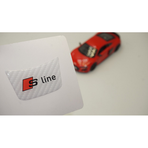 Audi S Line Logo Beyaz Karbon Desen Damla Epoksi Direksiyon Logo Amblem ürün görseli 1