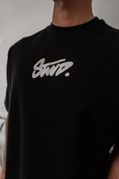 Erkek Baskılı Oversize T-shirt - Siyah ürün görseli 1