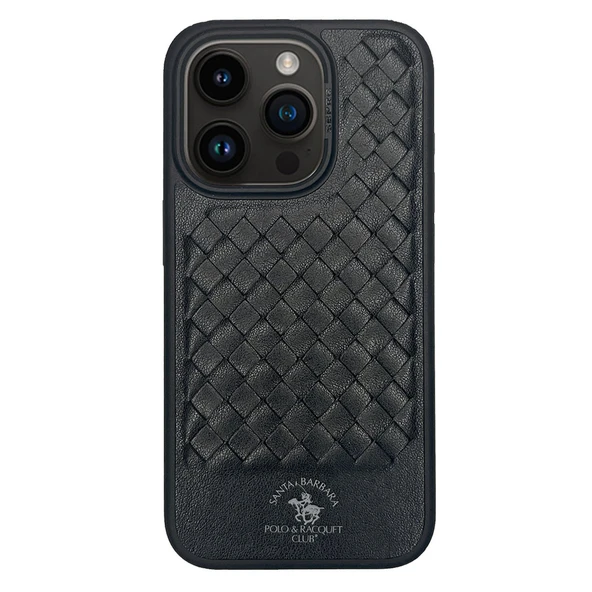Santa Barbara Polo Racquet Club iPhone 15 Pro Kılıf PU Deri Business Kare Desen Ravel Kapak ürün görseli 1