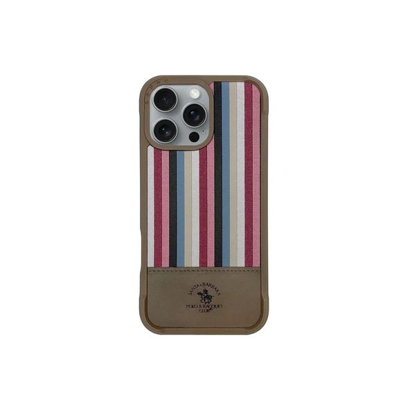 Santa Barbara Polo Racquet Club iPhone 16 Pro Kılıf Isaac Süet Pu Deri Çift Desenli Kapak ürün görseli 1