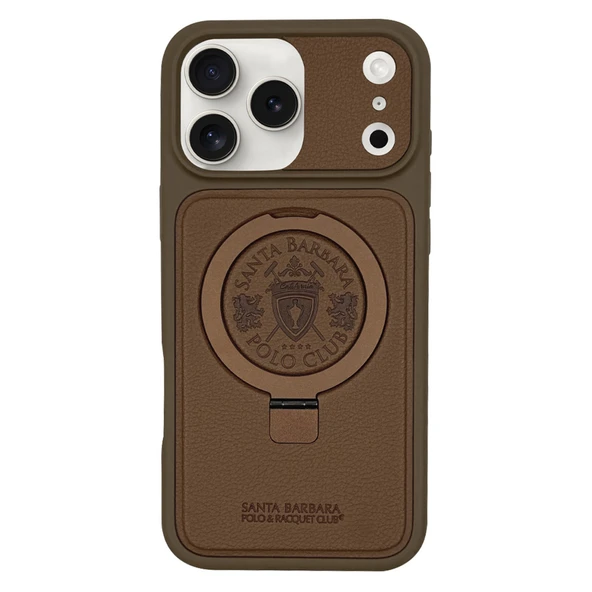 Santa Barbara Polo Racquet Club  iPhone 17 Pro Max Kılıf Aleminyum Standlı M-Safe Şarja Uygun Pu Deri Mekanik Tuşlu Primo Kapak ürün görseli 1