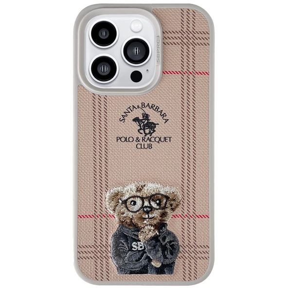 Santa Barbara Polo Racquet Club iPhone 14 Pro Max Kılıf 3Boyutlu Dustin Kumaş Üzeri Desenli Dikişli Kapak ürün görseli 1