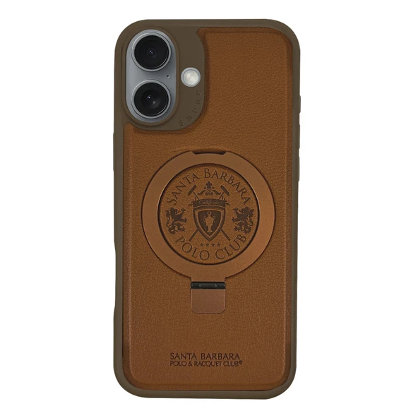 Santa Barbara Polo Racquet Club  iPhone 17 Kılıf Aleminyum Standlı M-Safe Şarja Uygun Pu Deri Mekanik Tuşlu Primo Kapak ürün görseli 1