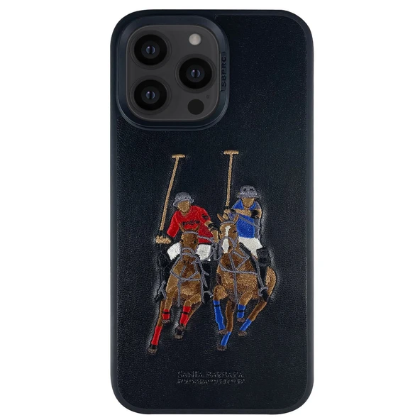 Santa Barbara Polo Racquet Club iPhone 14 Pro Kılıf Jockey 3Boyutlu PU Deri İçi Süet Kapak ürün görseli 1
