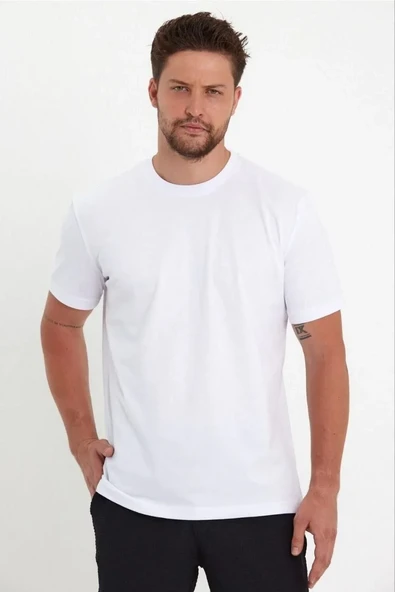 Erkek 24/1 Düz A Kalite Oversize T-shirt - Beyaz ürün görseli 1