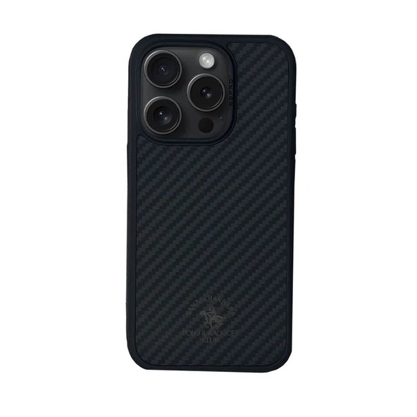 Santa Barbara Polo Racquet Club iPhone 15 Pro Kılıf Mekanik Tuşlu Karbon M-Safe Şarja Uygun Dizayn Elvis Kapak ürün görseli 1