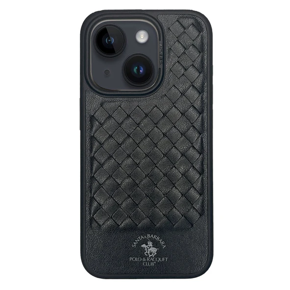 Santa Barbara Polo Racquet Club iPhone 15 Plus Kılıf PU Deri Business Kare Desen Ravel Kapak ürün görseli 1