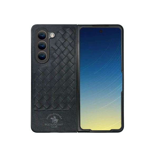 Santa Barbara Polo Racquet Club Samsung Galaxy Z Fold 5 Kılıf PU Deri Business Kare Desen Ravel Kapak ürün görseli 1