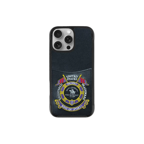 Santa Barbara Polo Racquet Club iPhone 16 Pro Kılıf Abner İçi Süet Nakış Desenli Kartvizitli Kapak ürün görseli 1