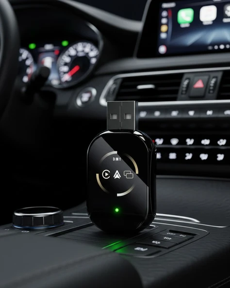 Araç İçi Kablosuz CarPlay Android Auto AirPlay Adaptörü ürün görseli 1