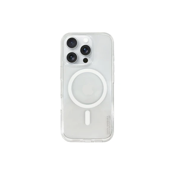 Santa Barbara Polo Racquet Club iPhone 16 Pro Max Kılıf Parmak İzi Solisyonlu Sert Şeffaf M-Safe Şarja Uygun Elroy Kapak ürün görseli 1