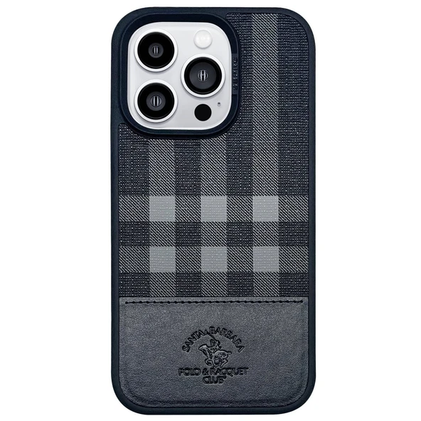 Santa Barbara Polo Racquet Club iPhone 14 Pro Kılıf Kumaş + Pu Deri M-Safe Şarja Uygun Kare Dizayn Cyril Kapak ürün görseli 1