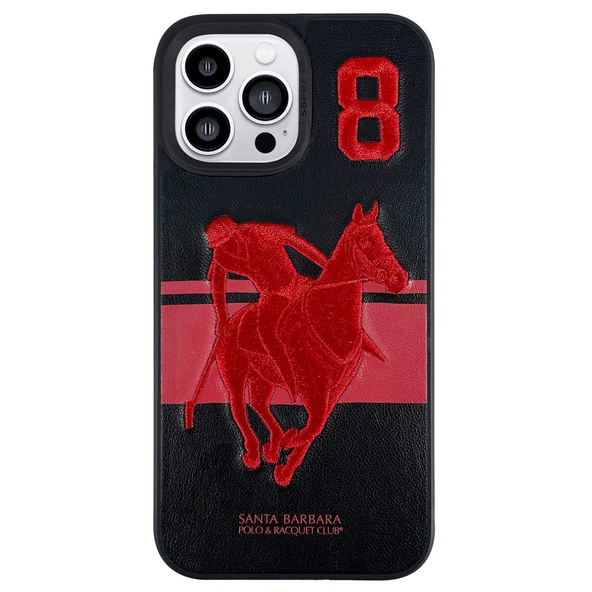 Santa Barbara Polo Racquet Club iPhone 13 Pro Kılıf PU Deri Üzeri Dikişli Garner Desenli Kapak ürün görseli 1