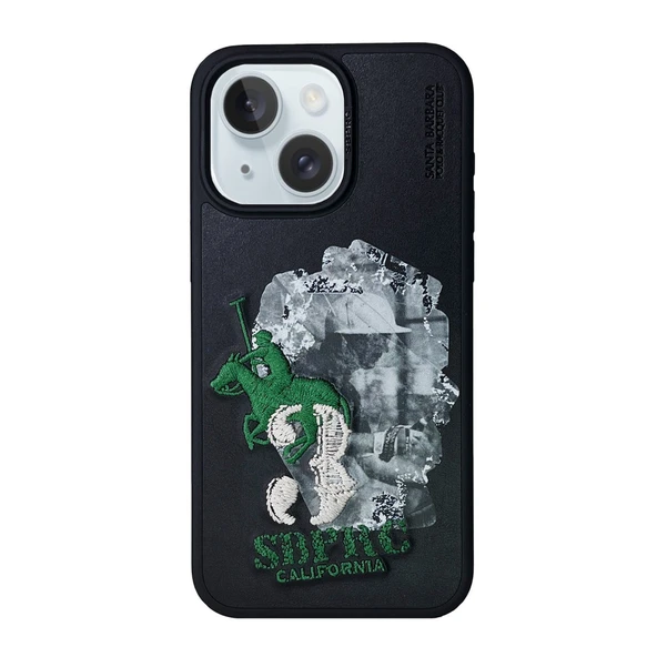 Santa Barbara Polo Racquet Club iPhone 15 Kılıf 3Boyutlu PU Deri Marcus İçi Süet Kapak ürün görseli 1