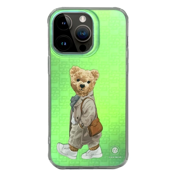 ZuckBear iPhone 15 Pro Kılıf Hologramlı Mekanik Tuşlu French Riviera Kapak ürün görseli 1
