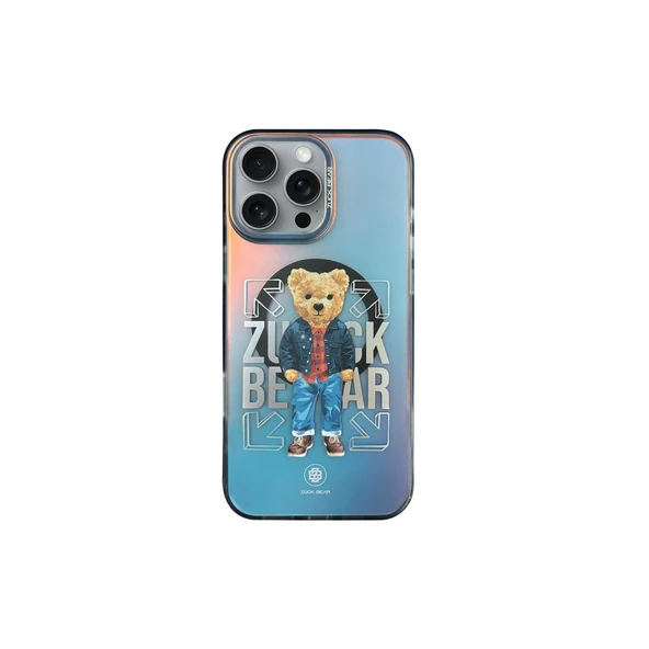 ZuckBear iPhone 16 Pro Max Kılıf Hologramlı Mekanik Tuşlu M-Safe Şarja Uygun California Cool Kapak ürün görseli 1