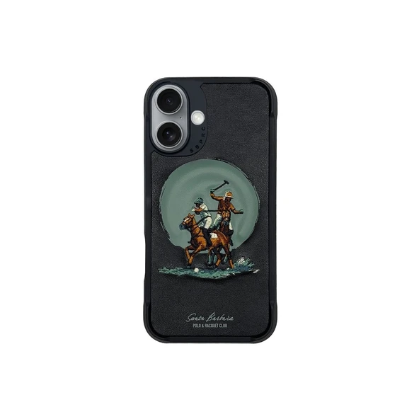 Santa Barbara Polo Racquet Club iPhone 16 Kılıf Aubrey M-Safe Şarja Uygun İçi Süet Nakış Desenli Kapak ürün görseli 1